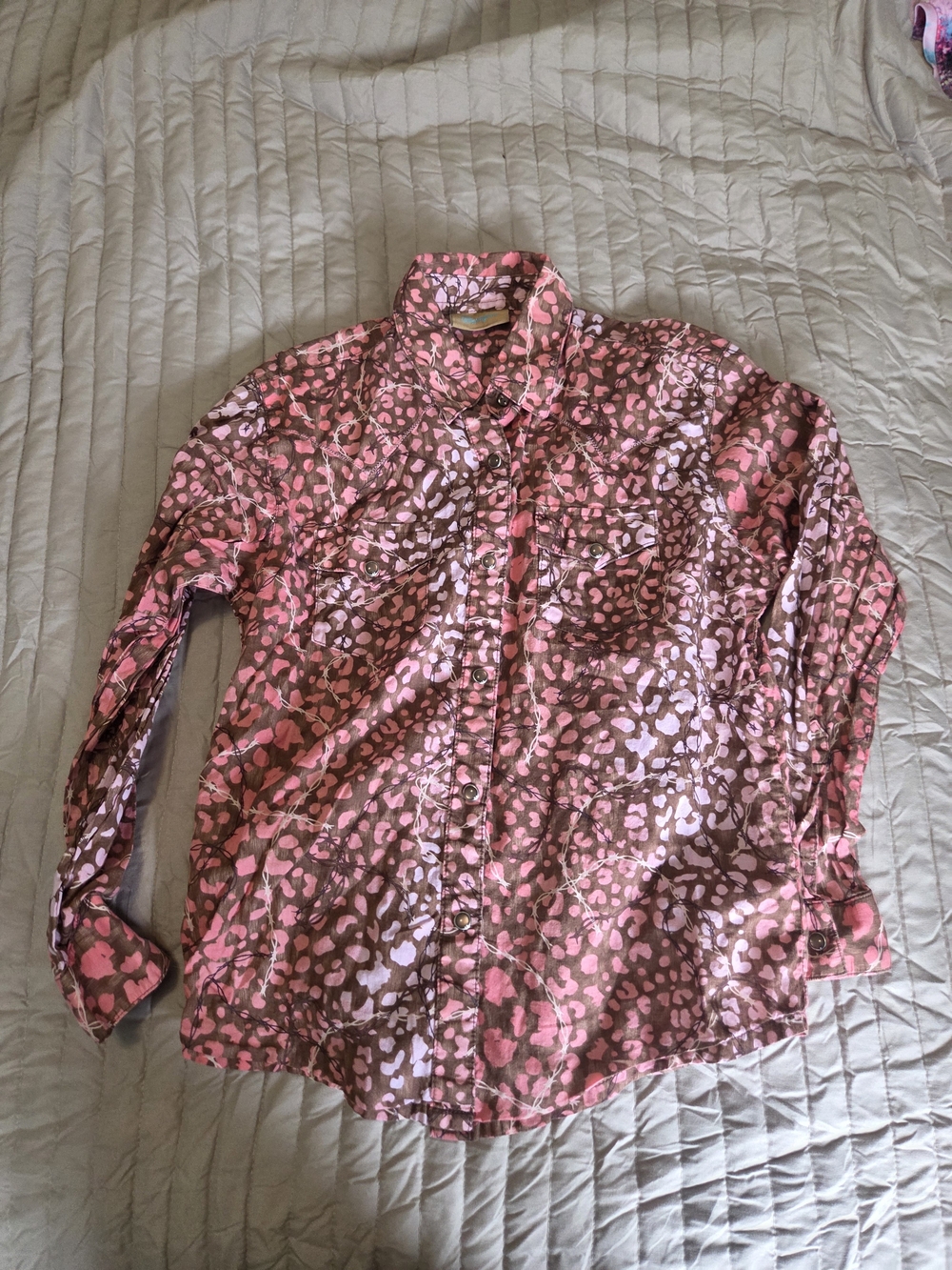 Youth Pink Patterned Button-Up Shirt